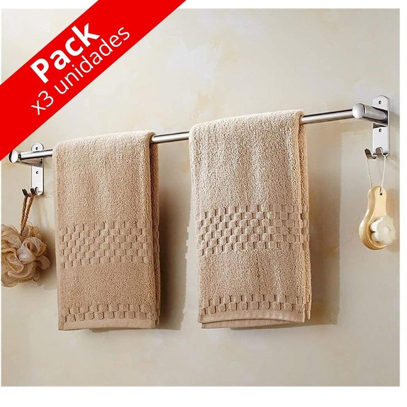 MINARI - Pack x3 Barra Toallero Organizador Colgador para Baño Ducha B51