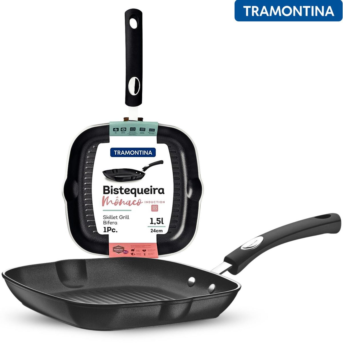 TRAMONTINA - Bifera 24 Cm Monaco Induccion Negro -Tramontina