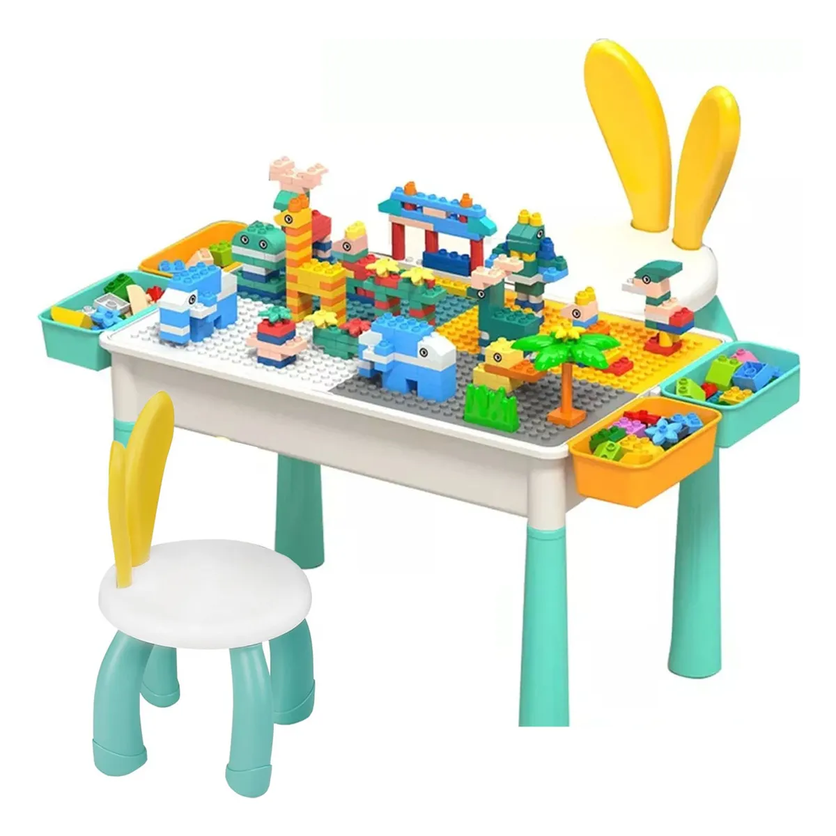 TOYUN TOYUN - Juego Incluye Bloques 300pc  Mesa  2 Silla 4 Cajas Latera