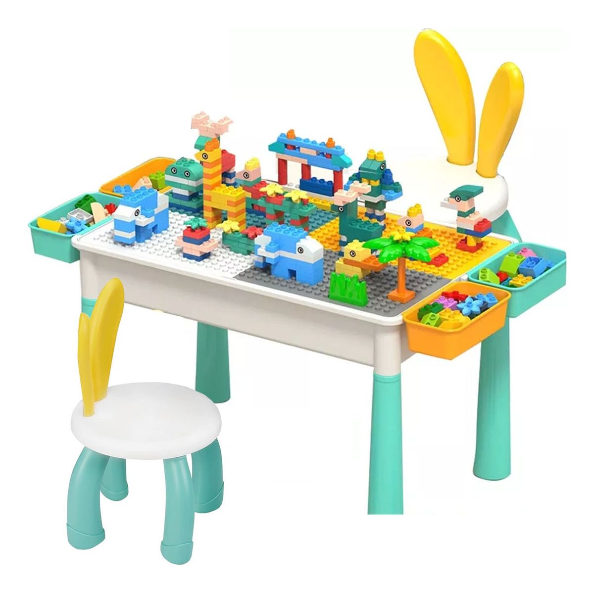 TOYUN TOYUN - Juego Incluye Bloques 300pc  Mesa  2 Silla 4 Cajas Latera