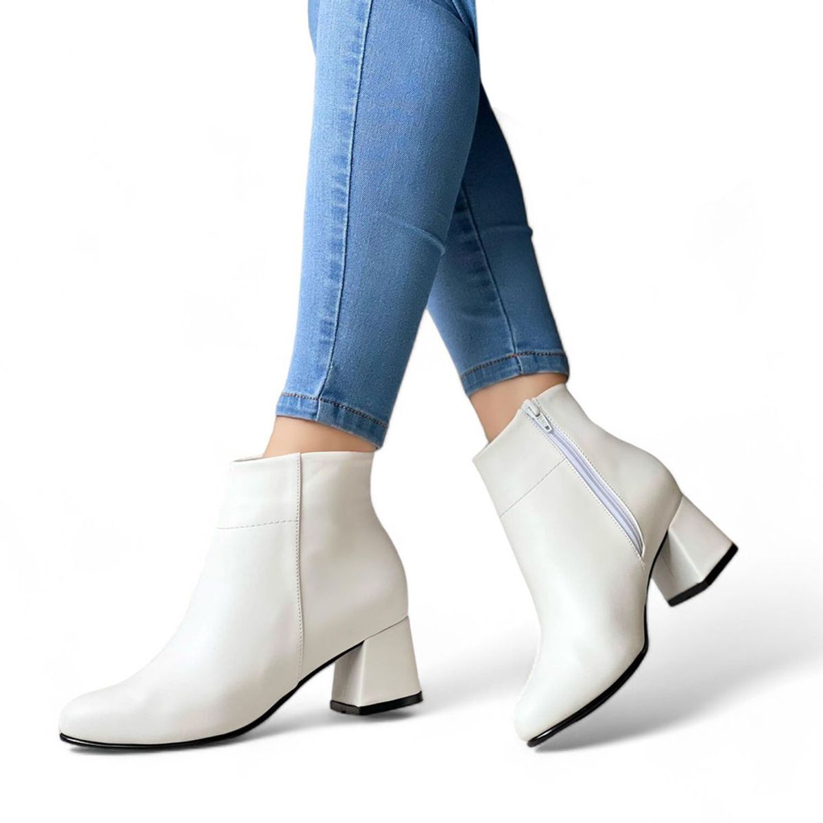 GENERICO - botin mujer elegante taco 5 perfilado 2035L-60 color blanco