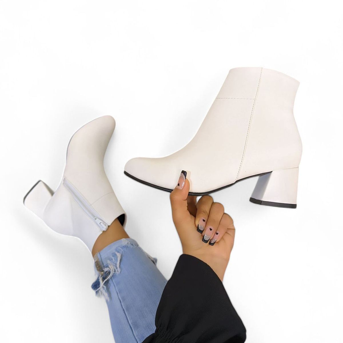 GENERICO - botin mujer elegante taco 5 perfilado 2035L-60 color blanco