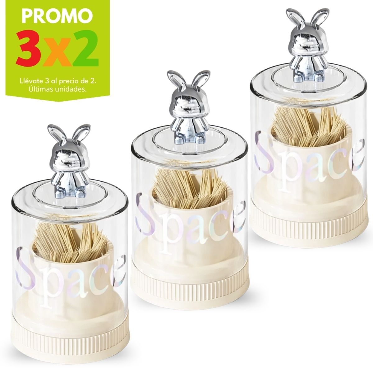 MINARI - Pack x4 Organizador Palillo Dental Mondadientes Hisopos BG OP91