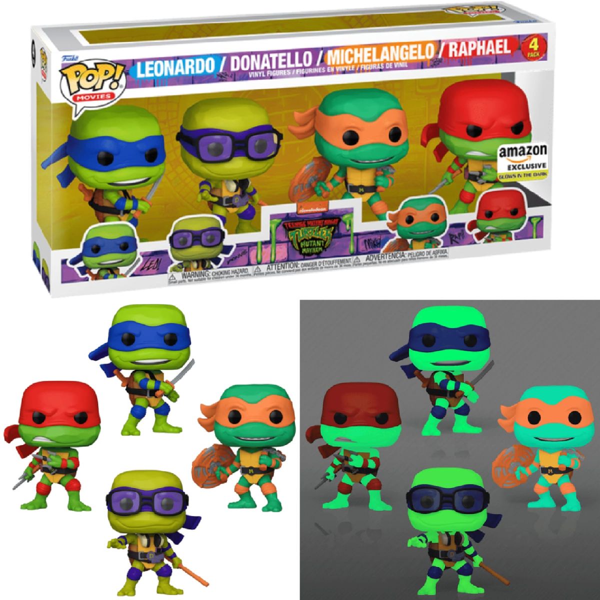 FUNKO - FUNKO POP 4-PACK TORTUGAS NINJA TNMT GLOW AMAZON EXCLUSIVE