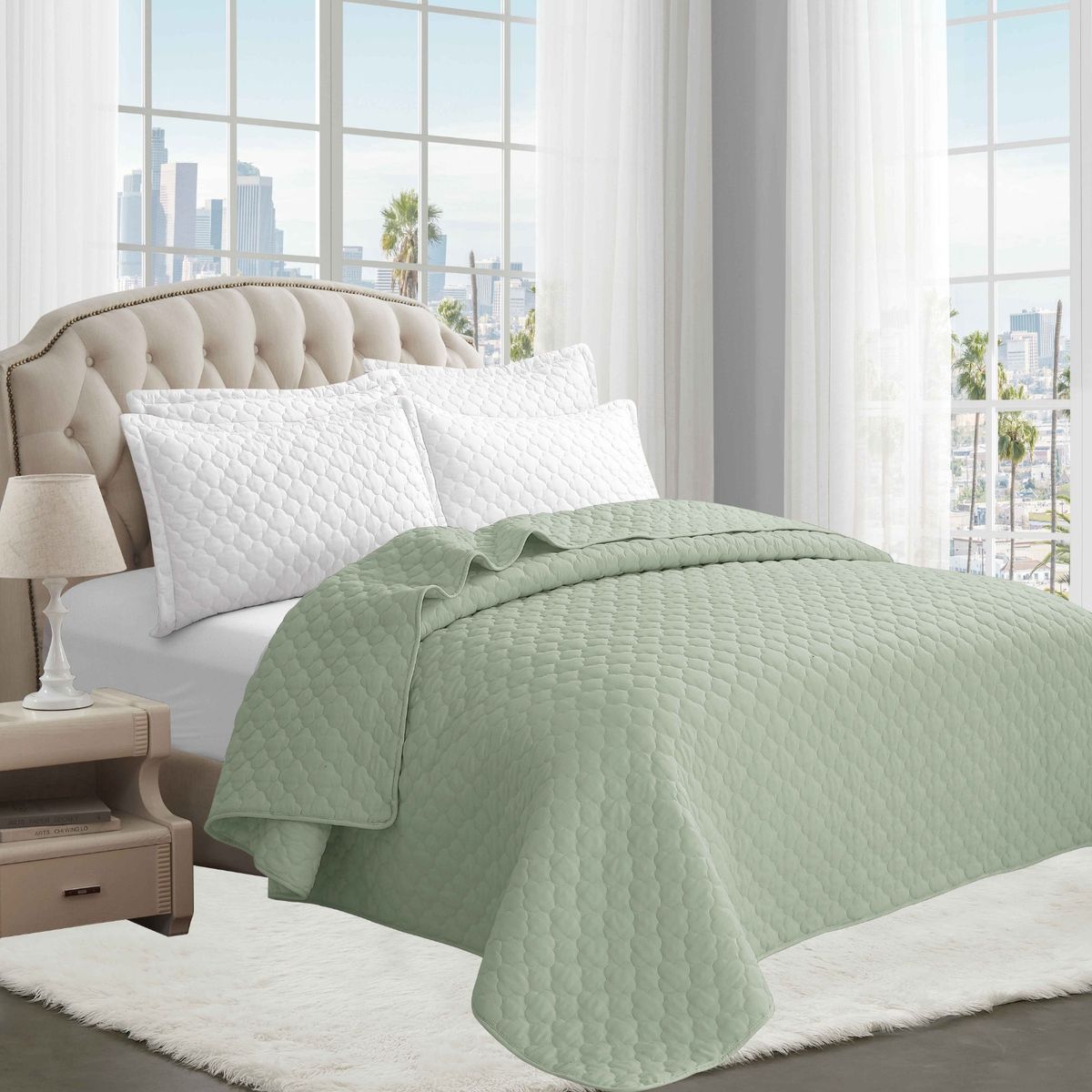 GOLDSUN - CUBRECAMA GOLDSUN COLOR ENTERO 1 PIEZA EN  2 PLAZAS.