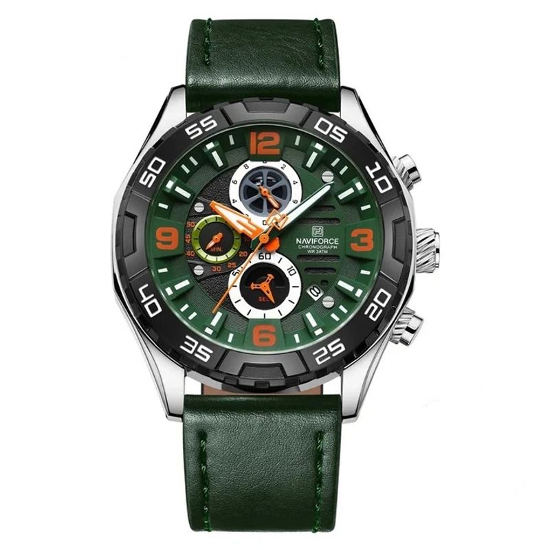 NAVIFORCE - Reloj Naviforce NF8043 Analogo Correa Cuero para Caballero  GREEN