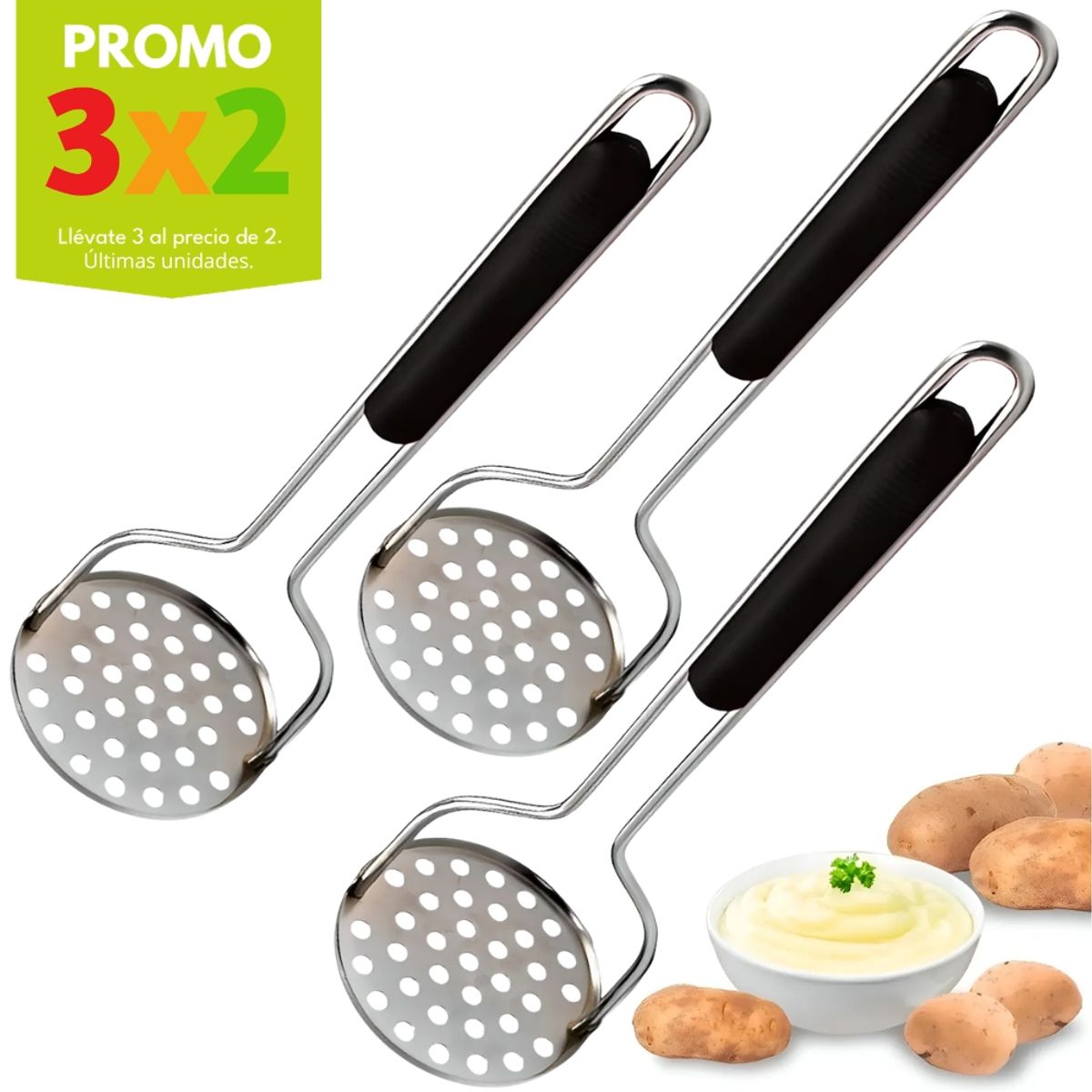 MINARI - Promo 3x2 Aplastador Triturador de Papas Manual 064A