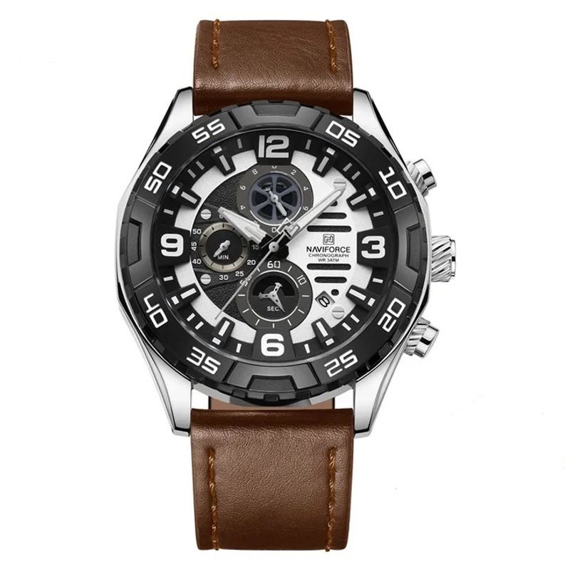 NAVIFORCE - Reloj Naviforce NF8043 Analogo Correa Cuero para Caballero BROWN