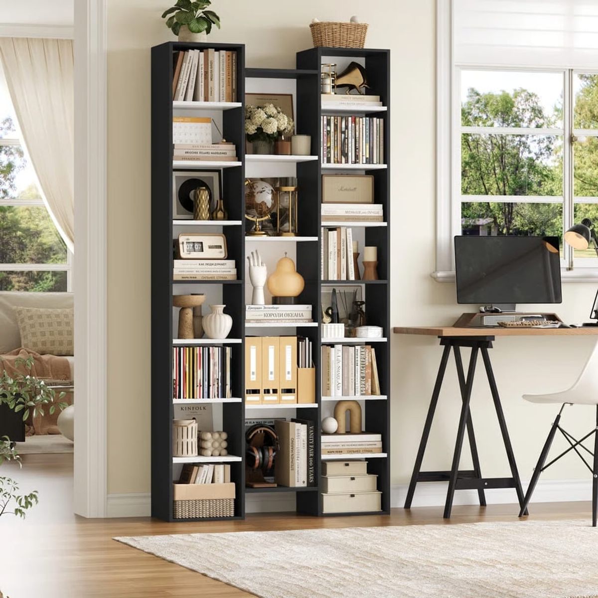 R&R MUEBLES - Estante Moderno Yiro Negro y Blanco R&R MUEBLES