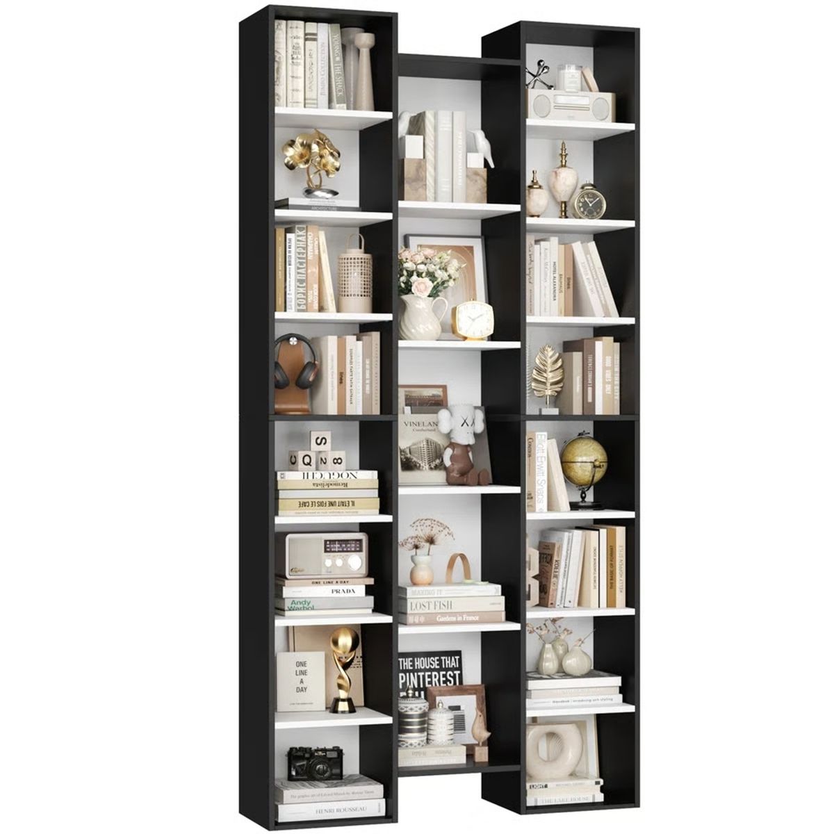 R&R MUEBLES - Estante Moderno Yiro Negro y Blanco R&R MUEBLES