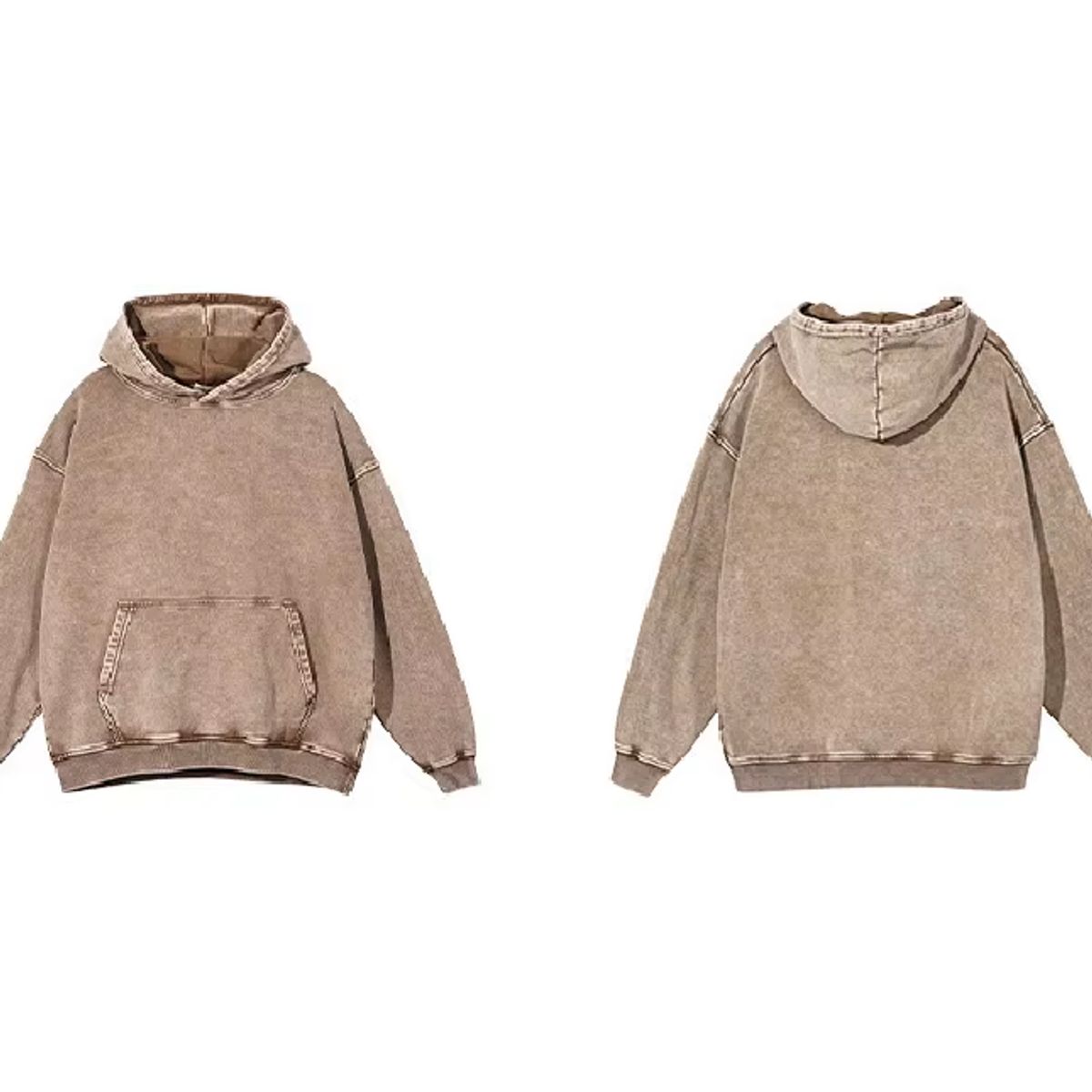 PEACE AND LOVE - Polera Unisex Oversize Acid Wash Despintada Beige Peace And Love