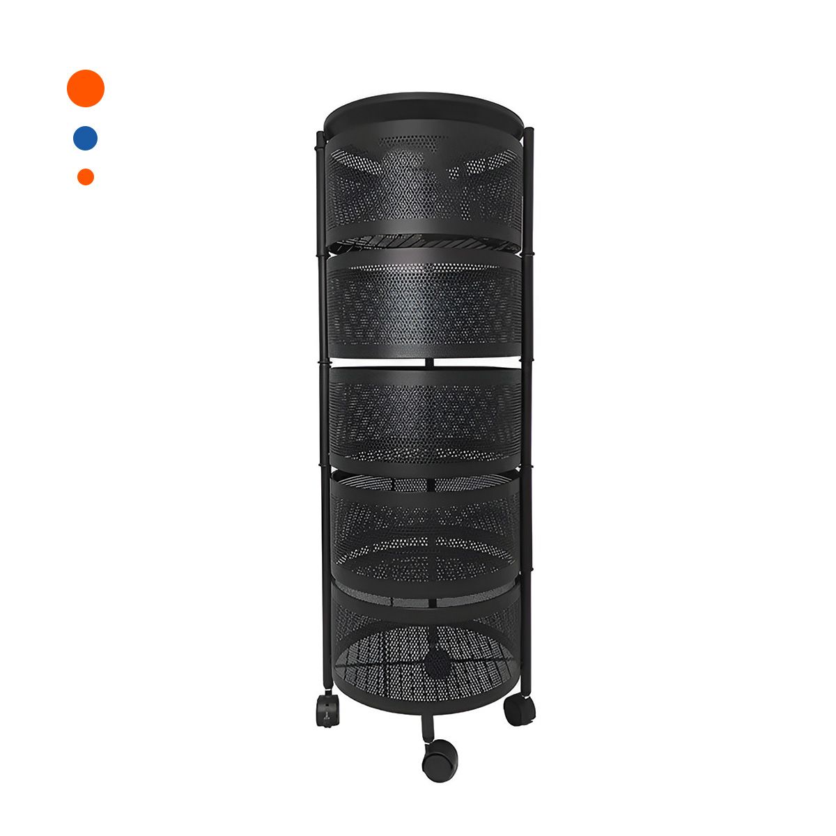 GENERICO - Pack2 Estante con Ruedas Circular Moderno de 5 Niveles Negro