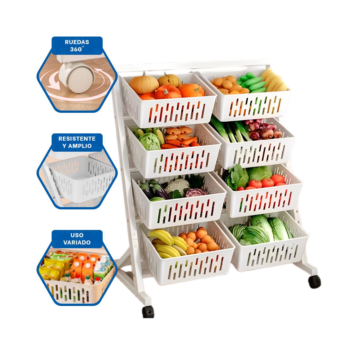 GENERICO - Pack2 Organizador para Frutas en Blanco Y+Papel de Regalo