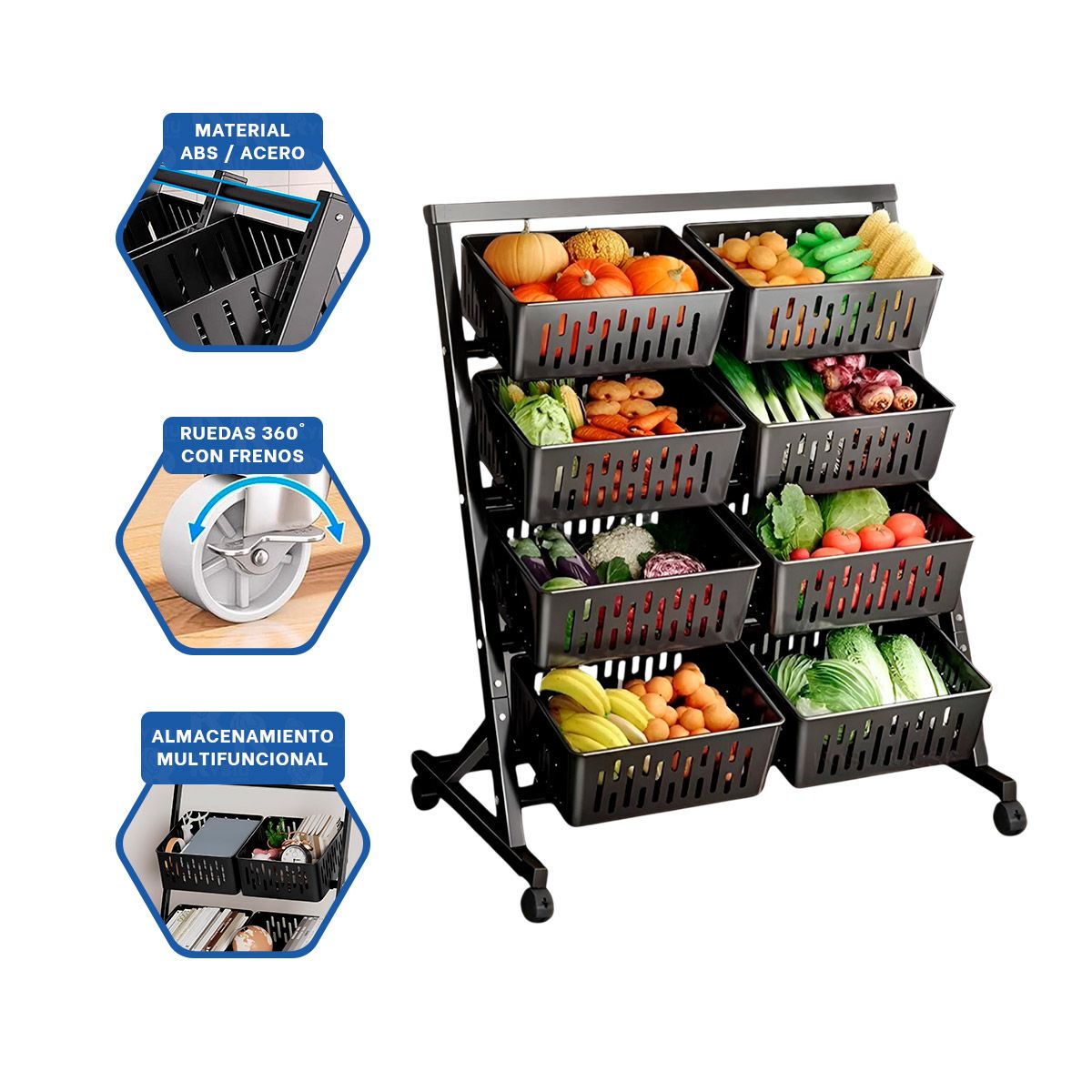 GENERICO - Pack2 Estante Organizador y Liviano Negro Y+Papel de Regalo