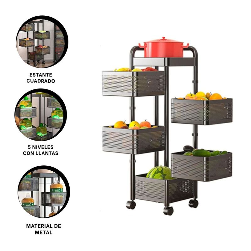 GENERICO - Pack2 Estante de 5Niv Desarmable en Negro Y+Papel de Regalo