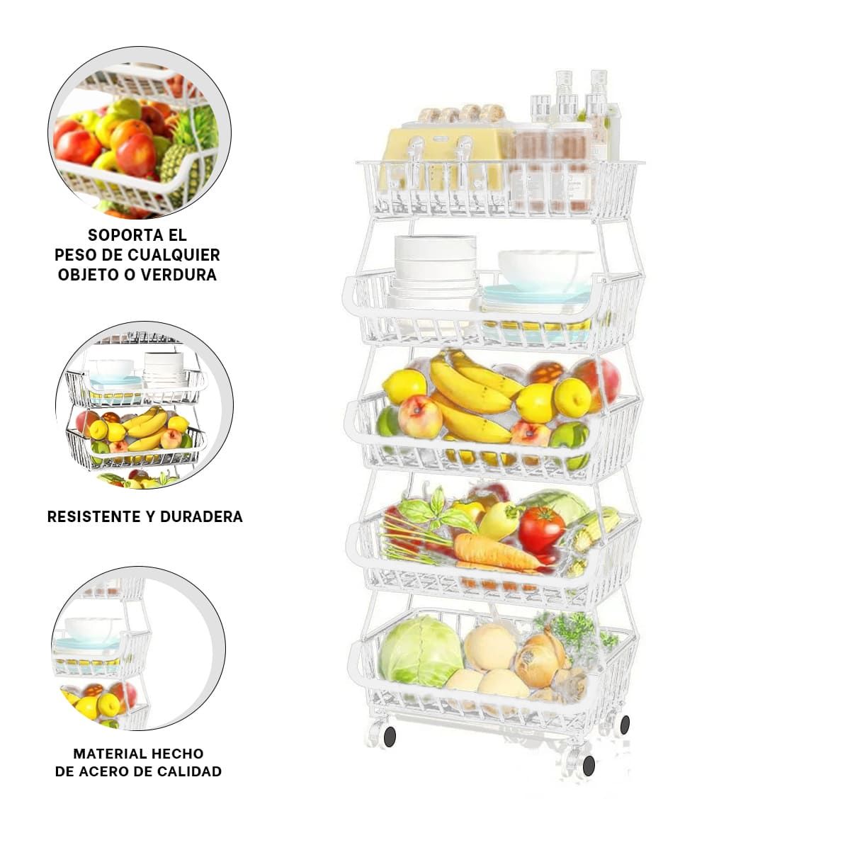 GENERICO - Cesta Util y Moderna de 5N en Color Negro Y+Papel de Regalo