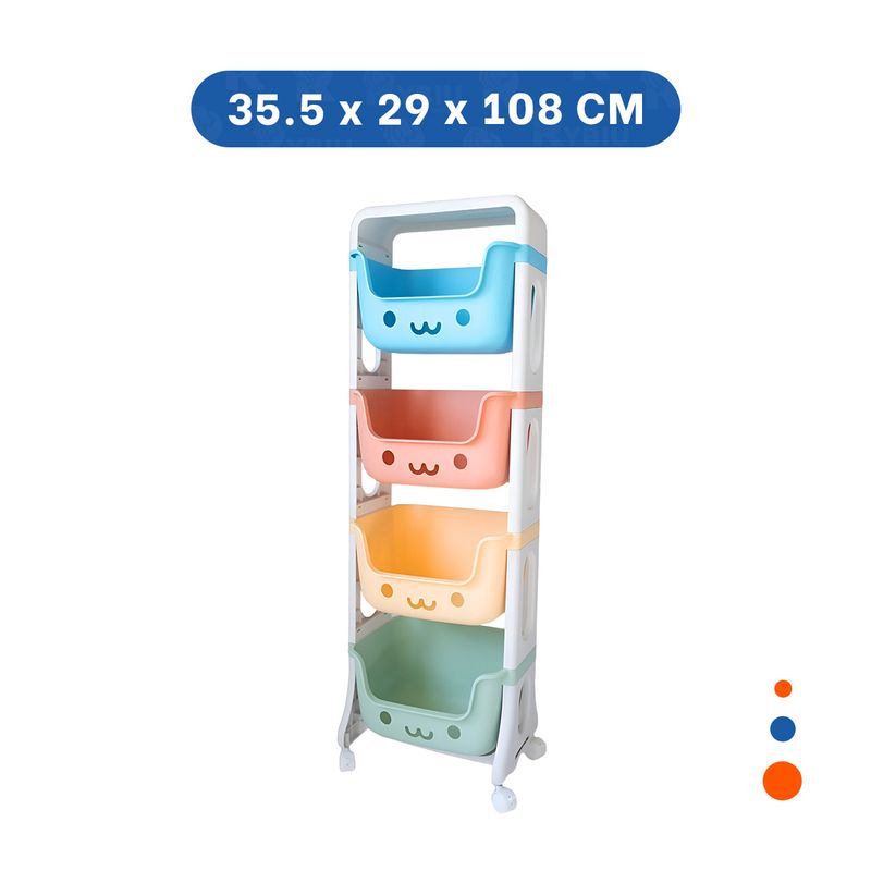 GENERICO - Pack2 Juguetero Practico de 4 N Multicolor Y+Regalo Stickers