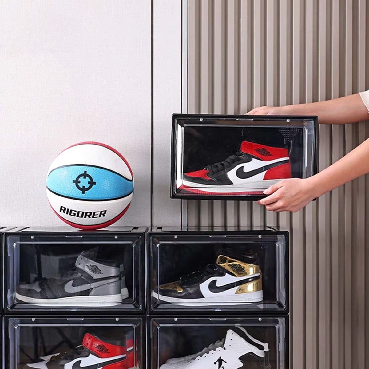 GENERICO - Caja Organizador De Zapatillas Con Tapa Transparente Premium - Negro