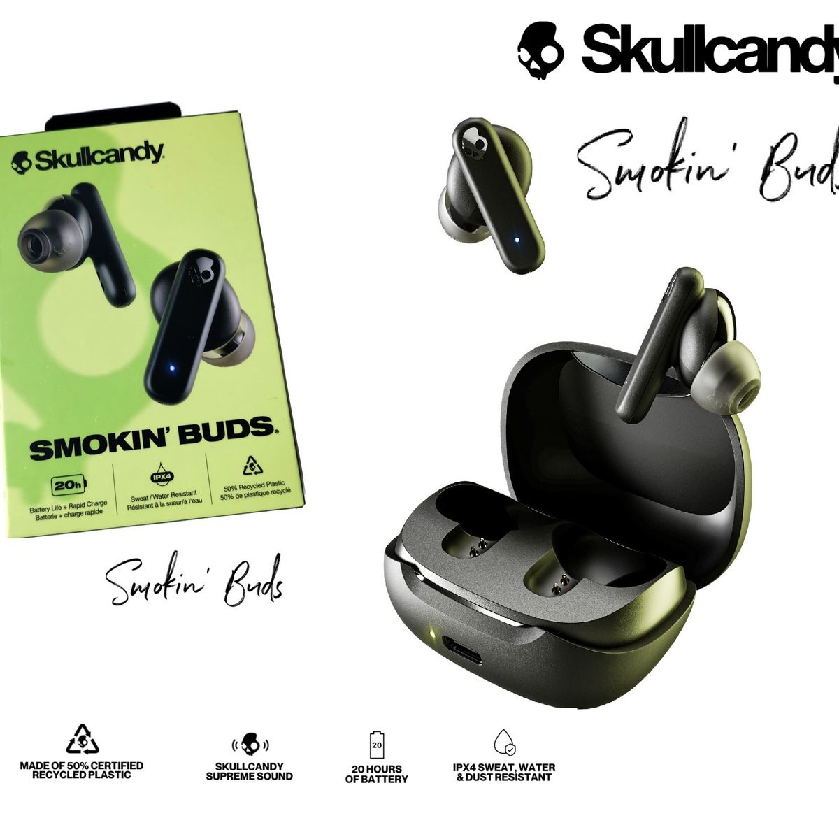 SKULLCANDY - Skullcandy Smokin Buds Audifonos Bluetooth TWS Black -No Dime Jib True