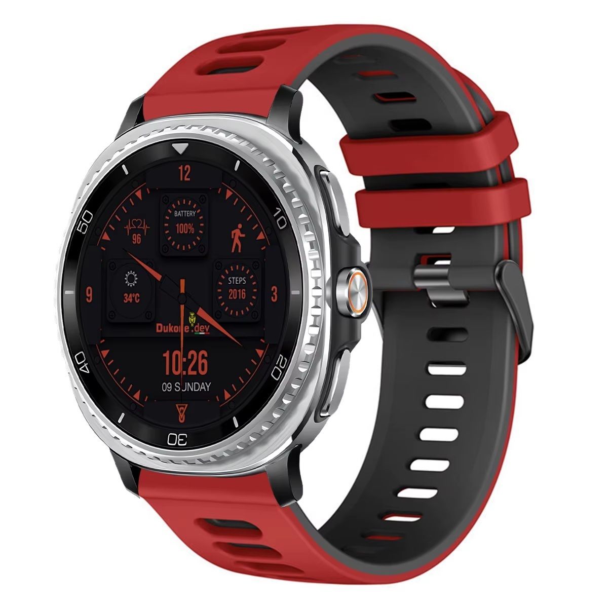 GENERICO - Correa Silicona Runner para SAMSUNG WATCH 8 - 8 CLASSIC - RojoNegro