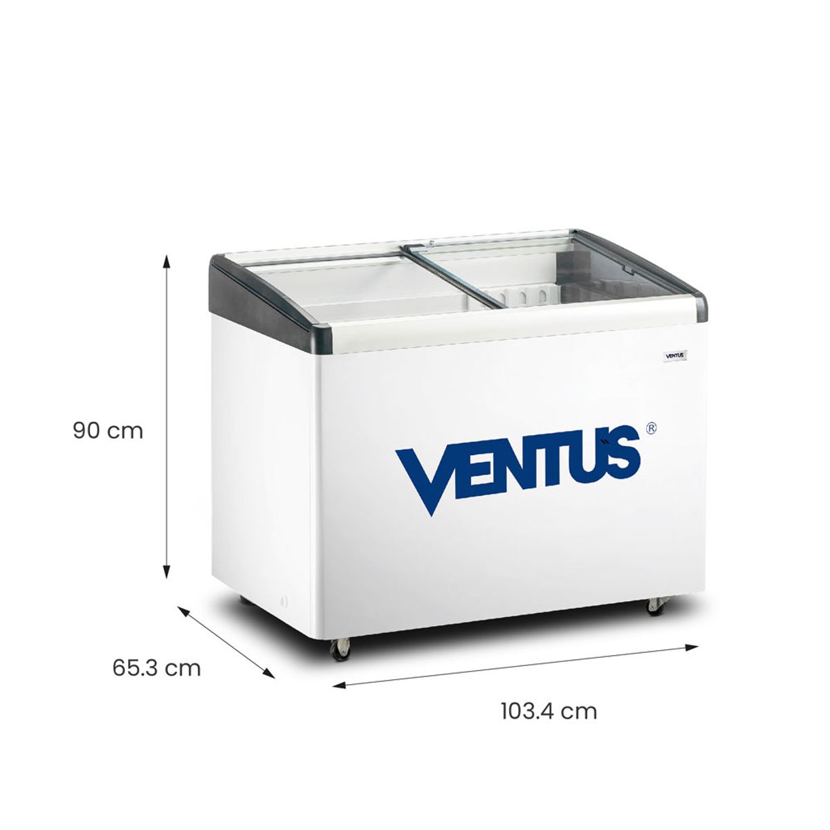 VENTUS - Congeladora Dual Tapa de Vidrio Inclinado 336 Litros, CTV-340I - Ventus