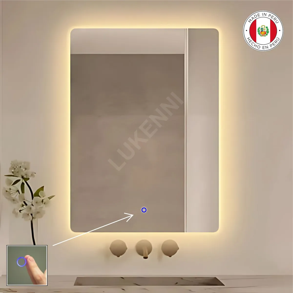 OEM - Espejo LED Tactil 50x70 cm BERRY Luz calida
