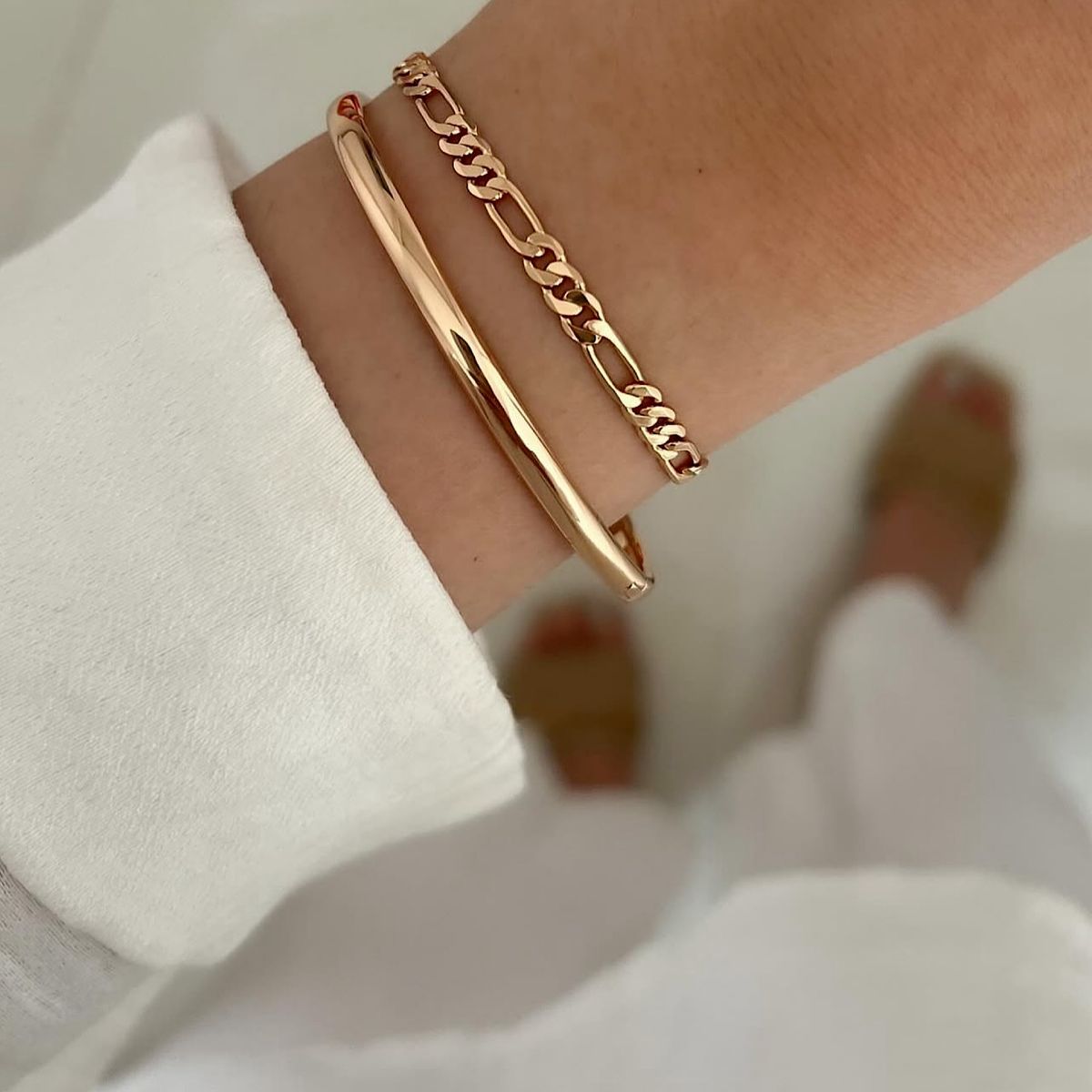 GENERICO - Set de puñera y pulsera - Bañado en oro 18 k - Gala Jewelry Peru