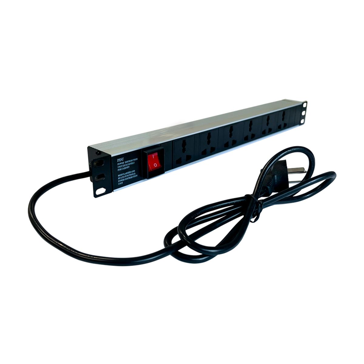 GENERICO - MULTITOMA ELECTRICA HORIZONTAL 220V-15A 6 TOMAS NEGRO PN PDU-1906-I