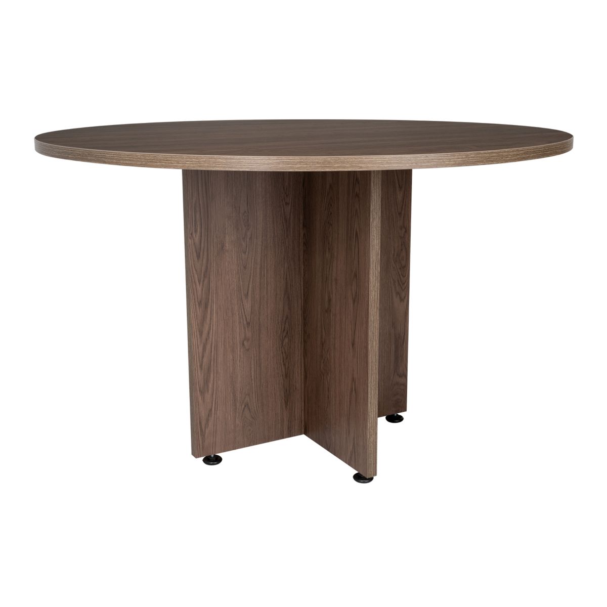 FMFURNITURE - Mesa De Reunion Redonda Fm-055N Negro Y Café Oscuro