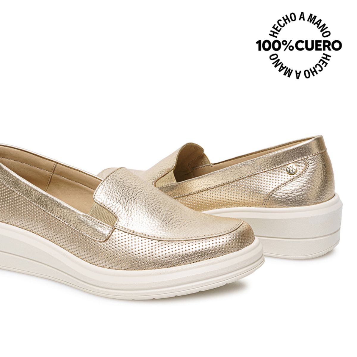 VIALE - Zapato Slip On Casual WIL-2627 Dorado Viale Cuero