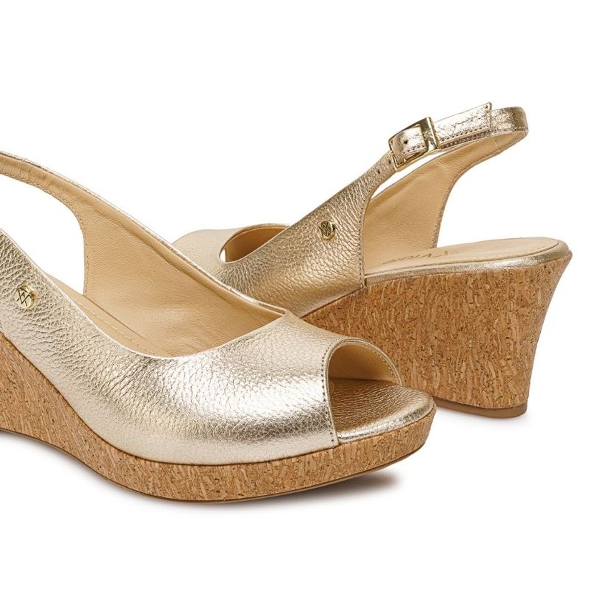 VIALE - Sandalia Peep Toe Casual SOFI-2606 Dorado Viale Cuero