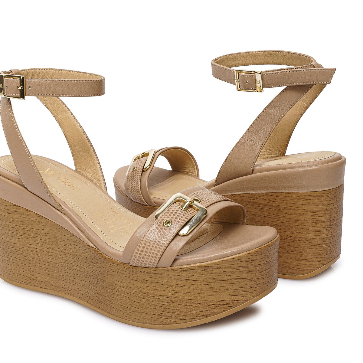 VIALE - Sandalia DOrsay Casual LINDA-2605 Beige Viale Cuero