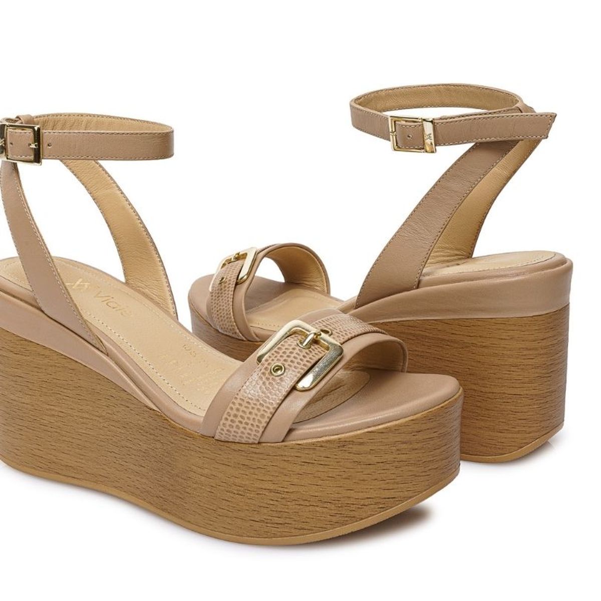 VIALE - Sandalia DOrsay Casual LINDA-2605 Beige Viale Cuero