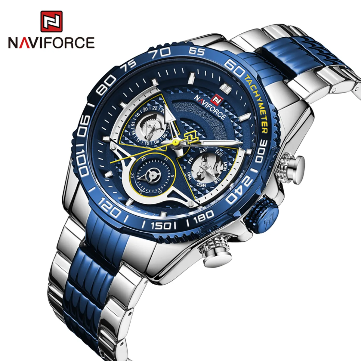 NAVIFORCE - Reloj Naviforce NF9185 Color AzulPlata de Correa Acero para Caballero