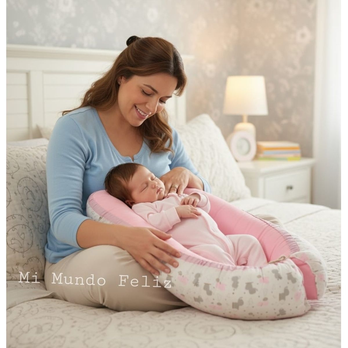 GENERICO - Cuna Nido Colecho para Bebe con Almohadita Rosada