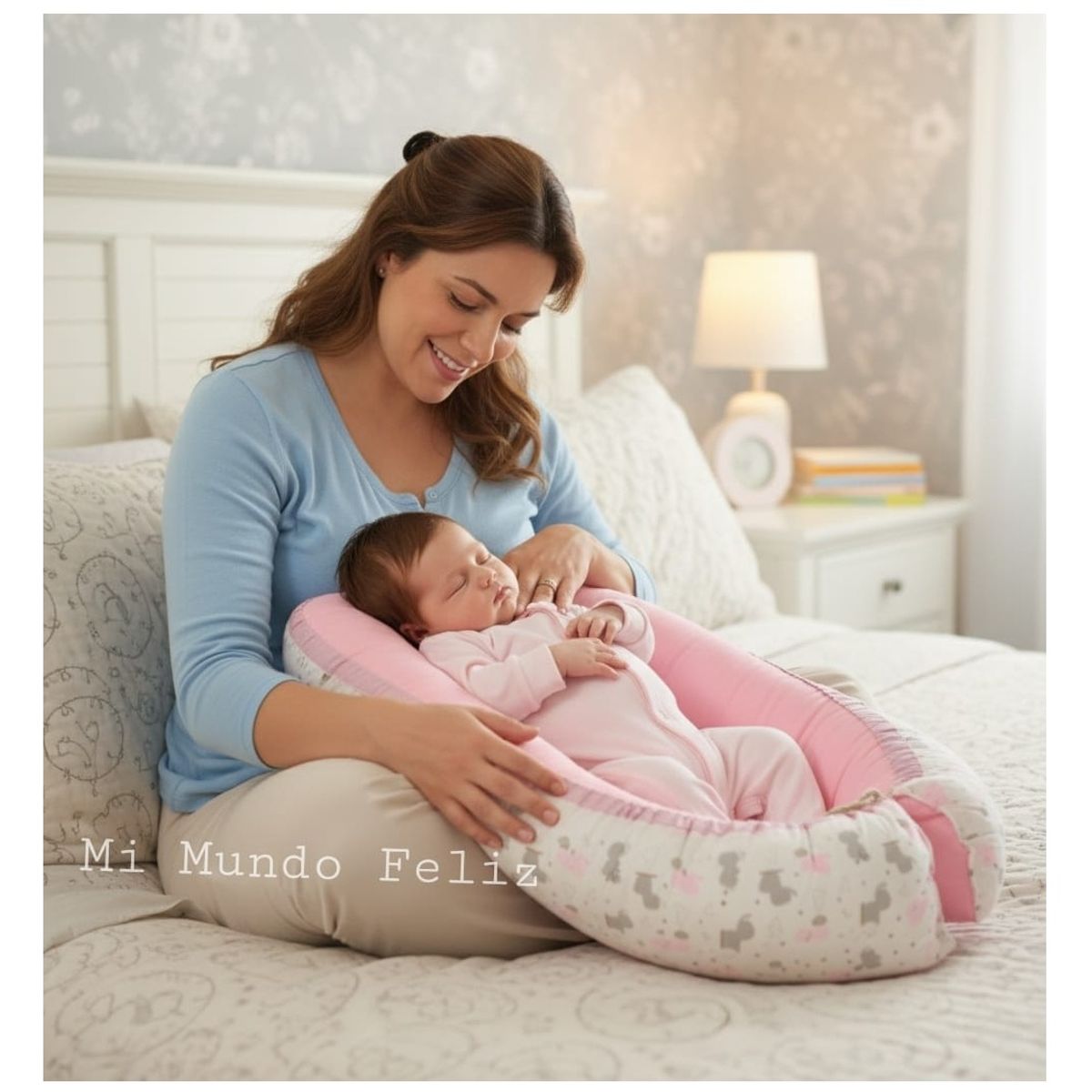 GENERICO - Cuna Nido Colecho para Bebe con Almohadita Rosada