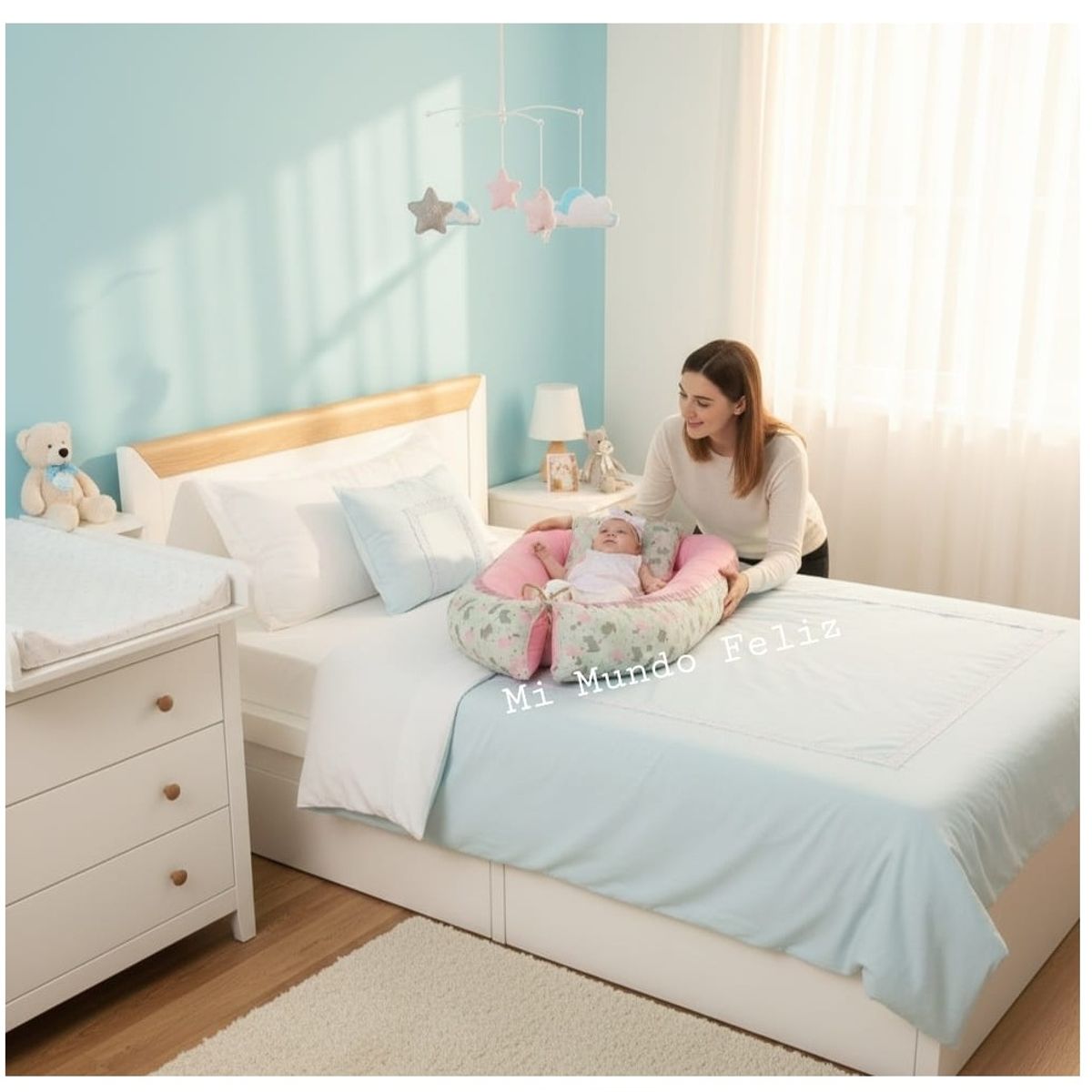 GENERICO - Cuna Nido Colecho para Bebe con Almohadita Rosada