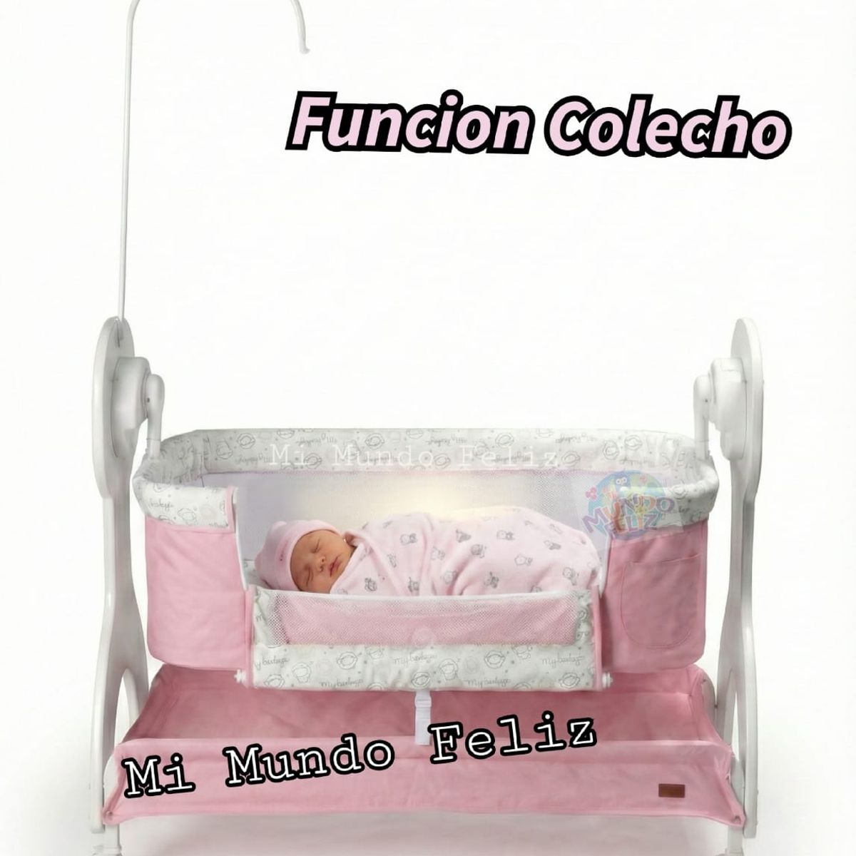 EBABY - Cuna Nido Colecho para Bebe con Mecedor Automatic Palo Rosa