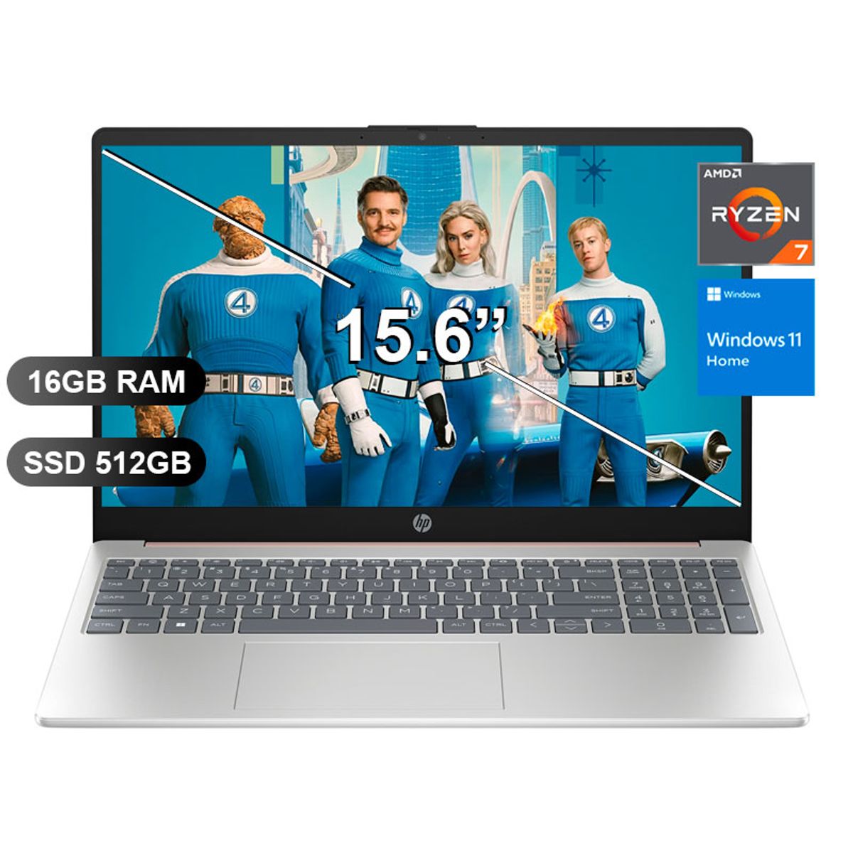 HP - Laptop HP 15-FC0077LA RYZEN7 7730U, 16GB RAM, 512GB SSD, Windows 11 Home, 15.6'