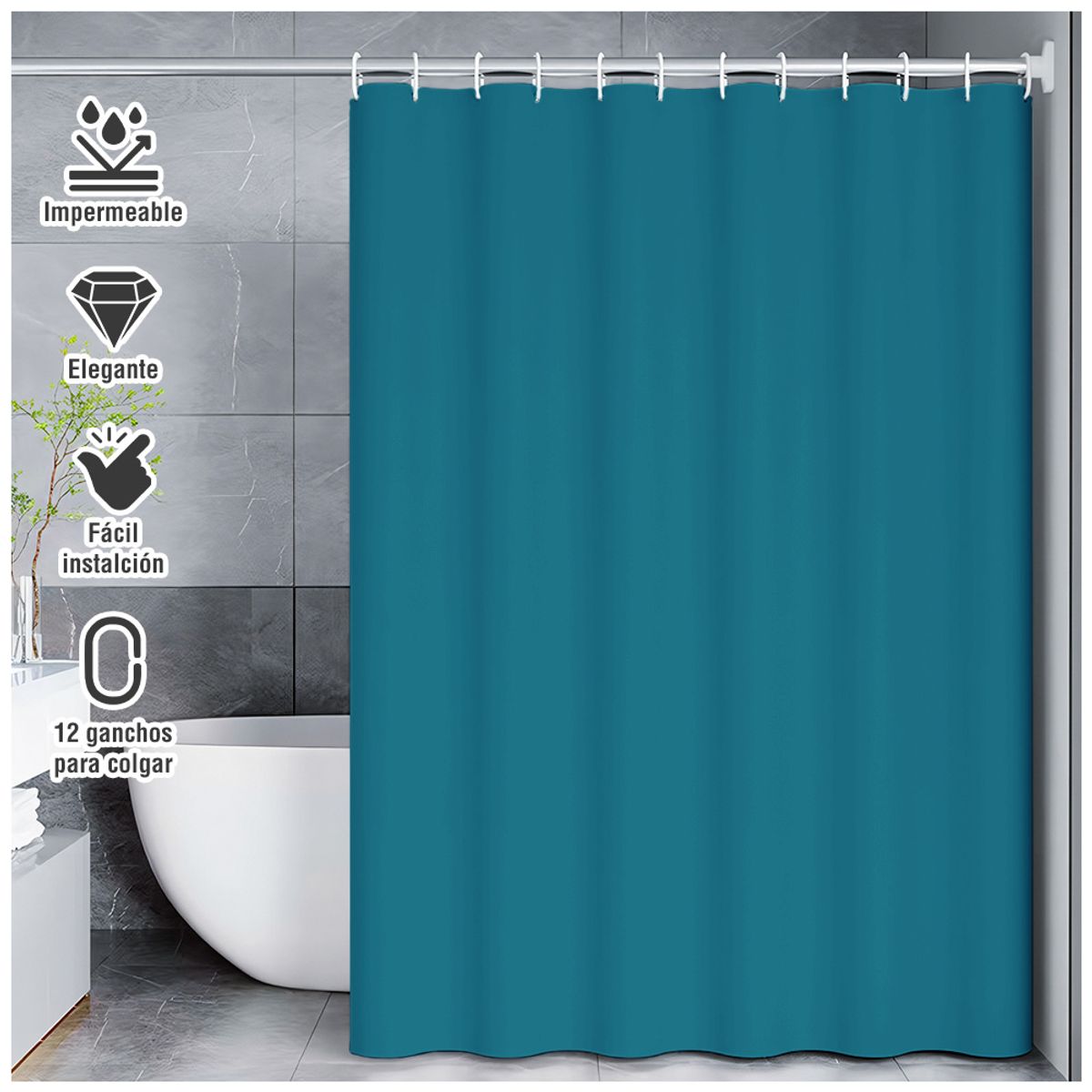 KELLER - Cortina de Baño Moderna Impermeable Azul Marino U11
