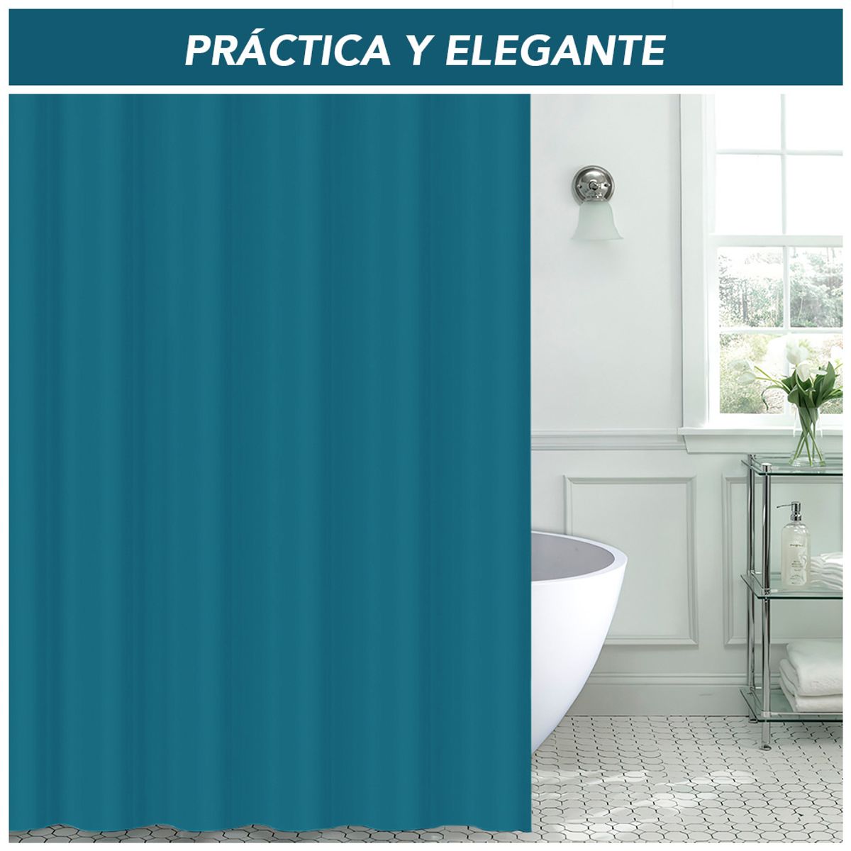 KELLER - Cortina de Baño Moderna Impermeable Azul Marino U11