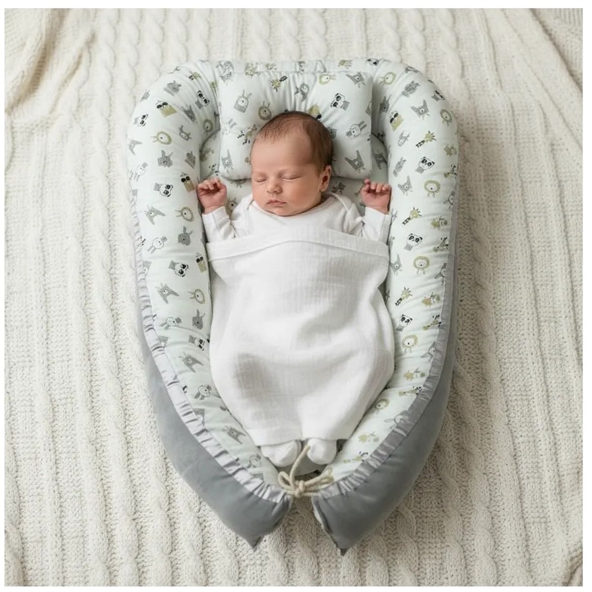 GENERICO - Cuna Nido Colecho para Bebe con Almohadita Gris