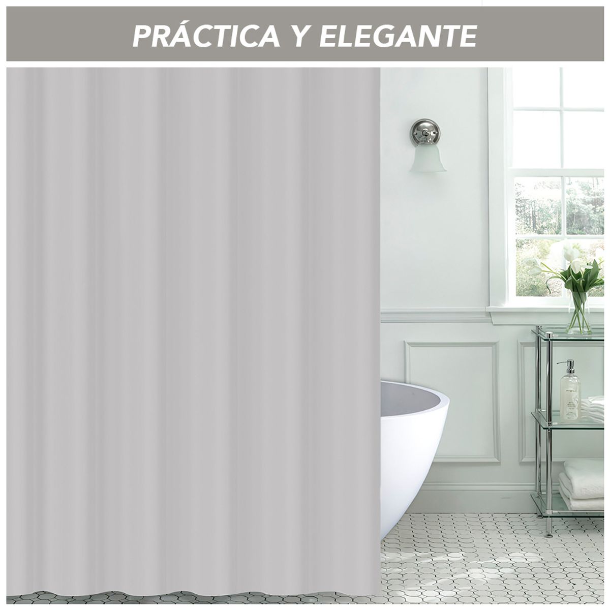 KELLER - Cortina de Baño Moderna Impermeable Beige U11