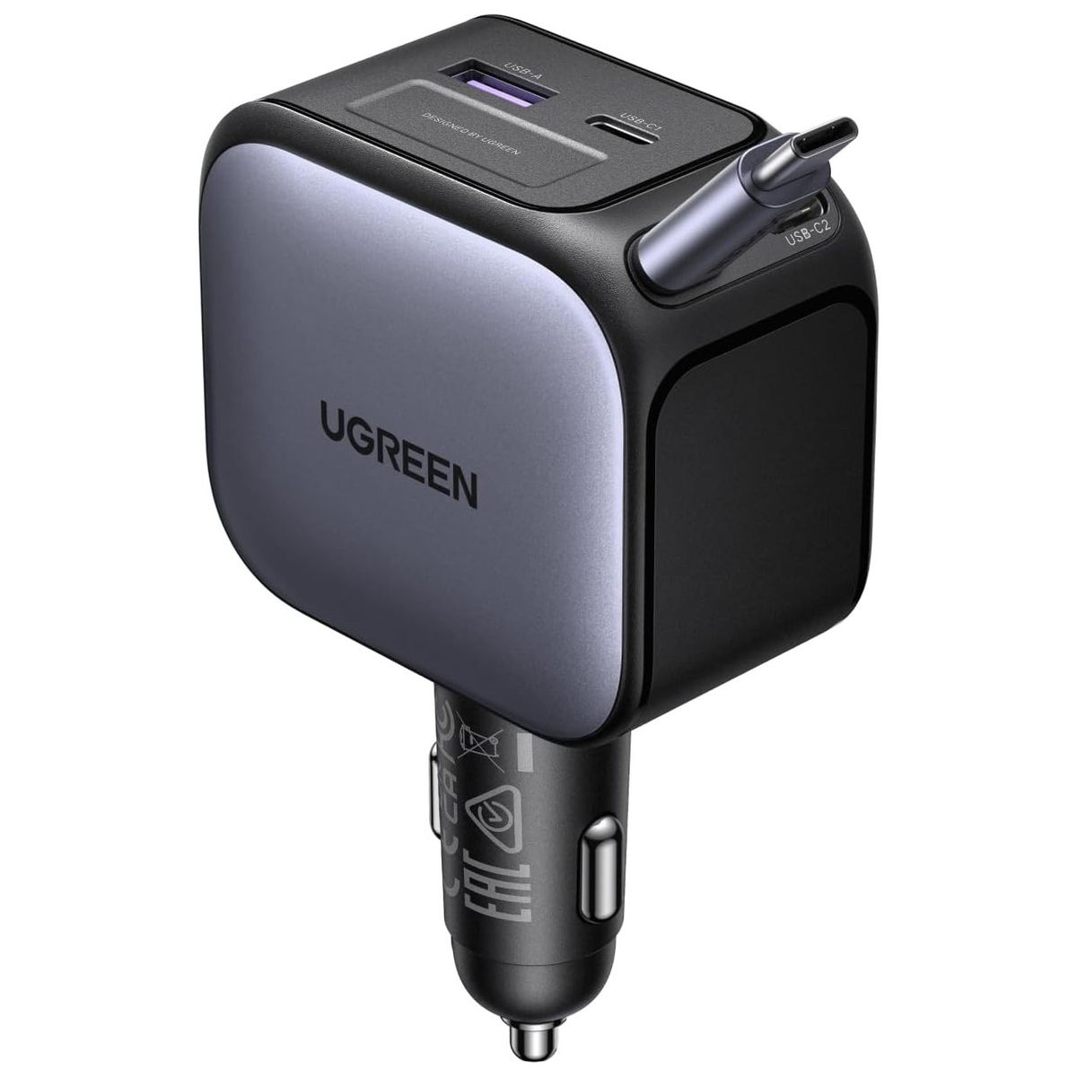 UGREEN - Cargador 145W de Auto con Cable Retráctil Incluido UGREEN EC604 - 55910B