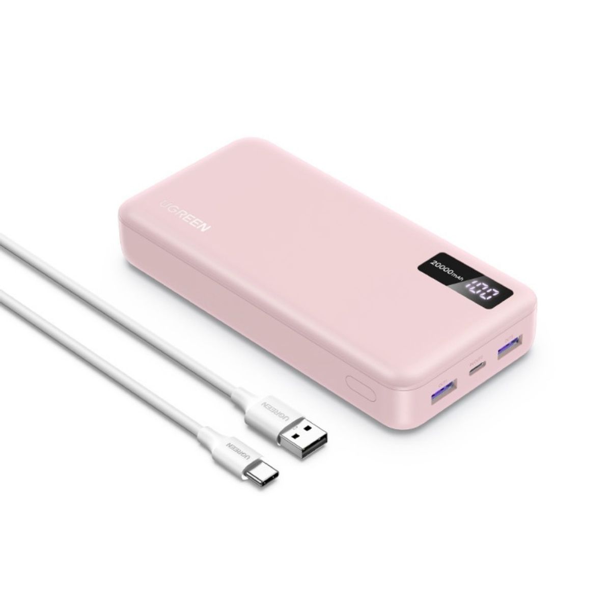 UGREEN - Power Bank Carga Rápida Pantalla 20000mAh Ugreen PB312 Rosa - 65589B