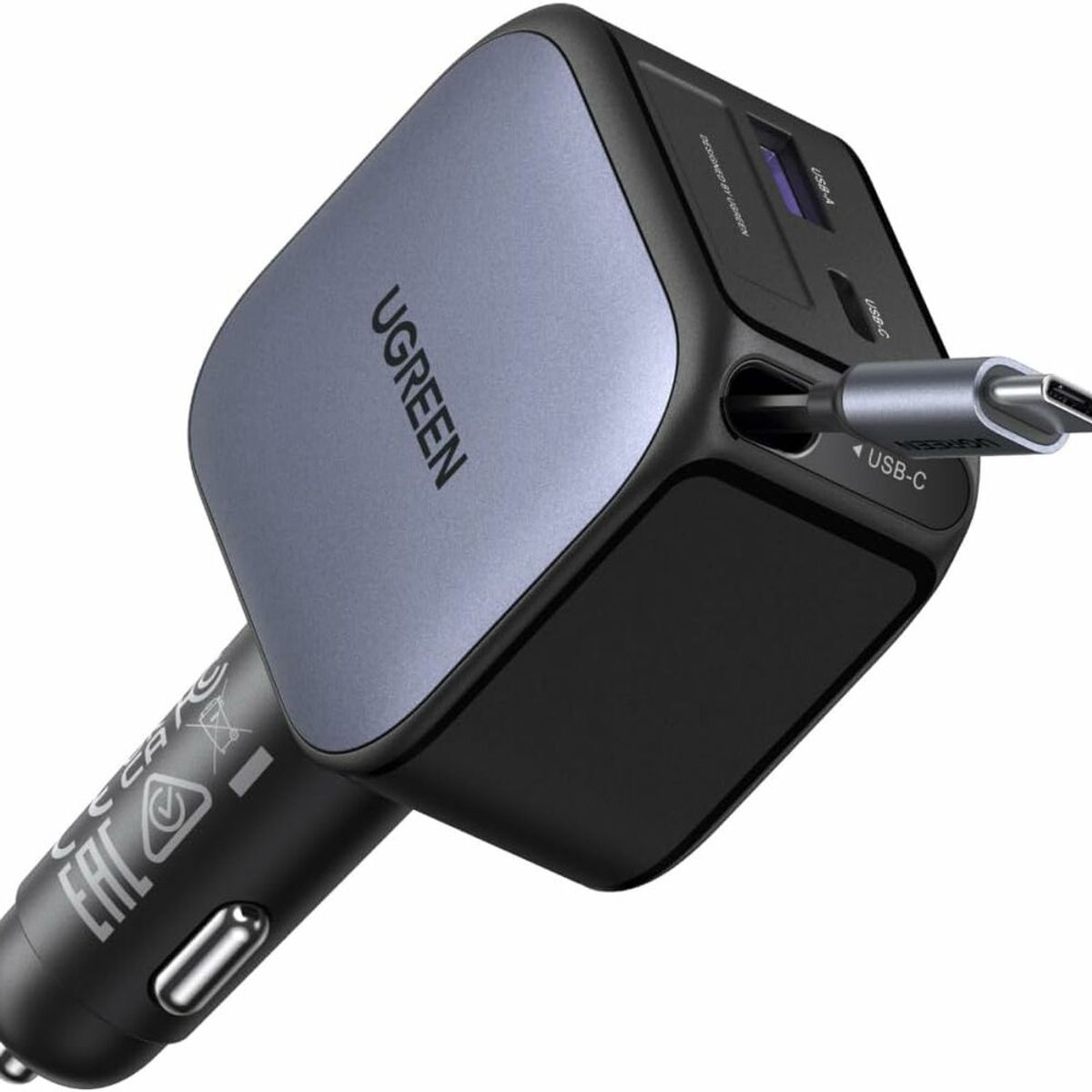 UGREEN - UGREEN Cargador 90W Carro Carga Rápida Cable USB-C Retráctil Incluido EC603 - 55909B