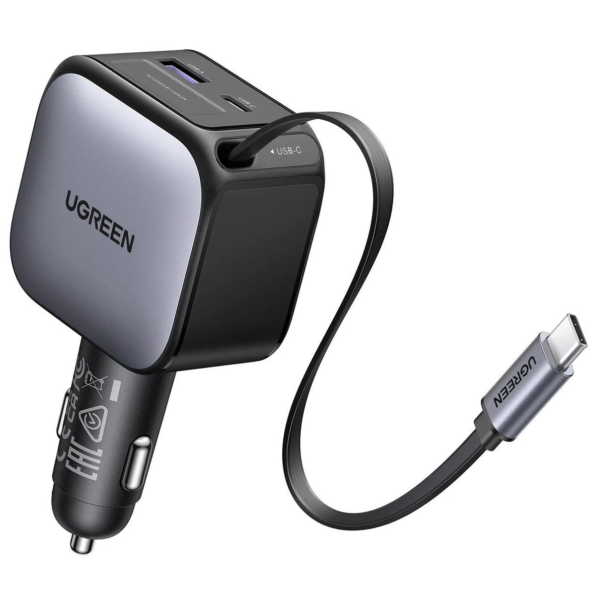 UGREEN - UGREEN Cargador 90W Carro Carga Rápida Cable USB-C Retráctil Incluido EC603 - 55909B