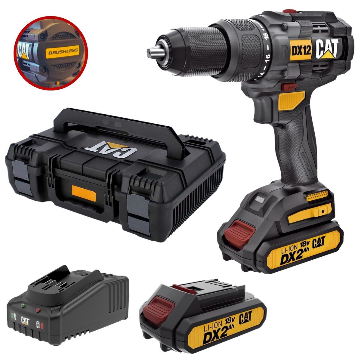 CAT - TALADRO PERCUTOR ATORNILLADOR BRUSHLES 65Nm 18V  DX1120 CAT