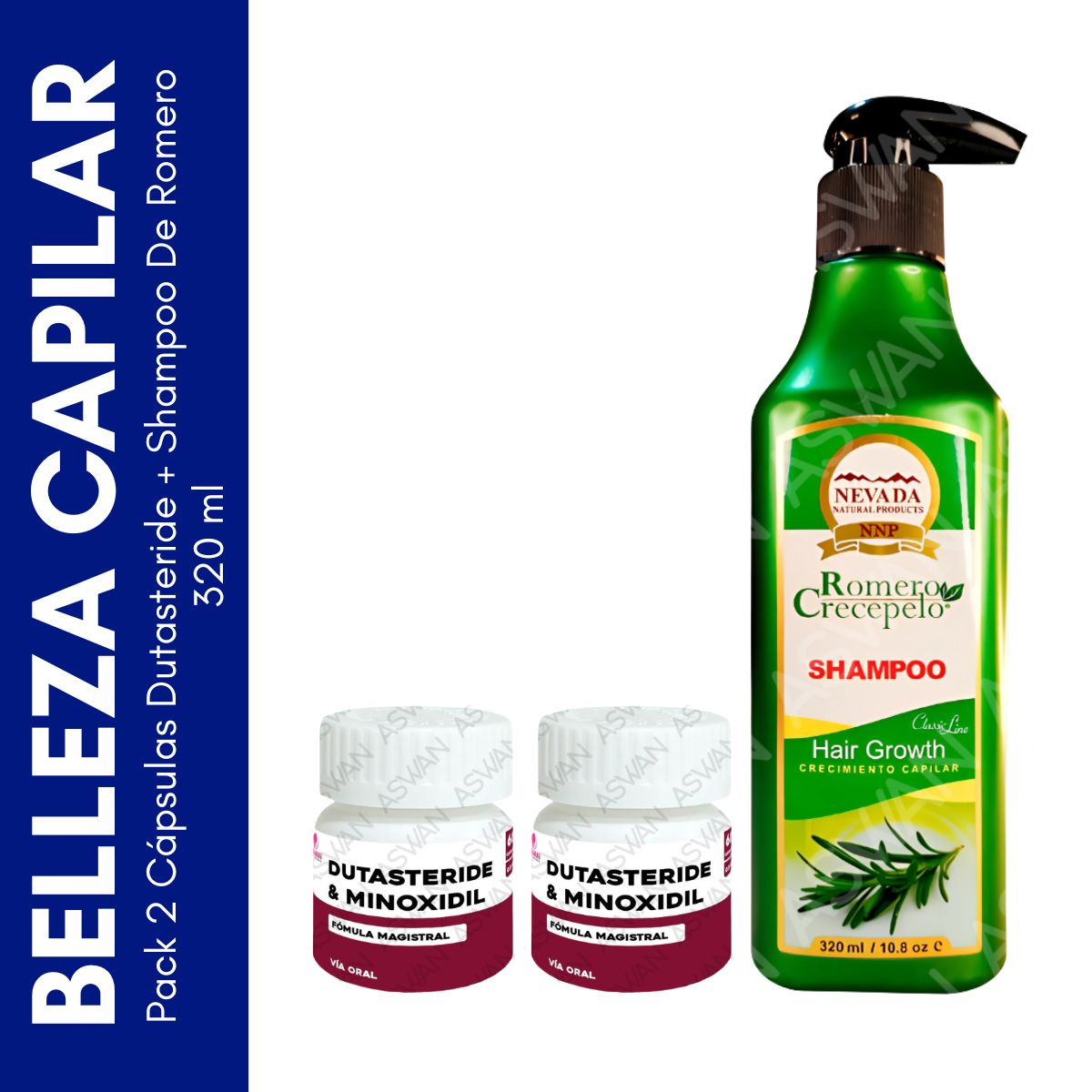 GENERICO - Pack 2 Cápsulas Dutasteride + Shampoo De Romero 320 ml