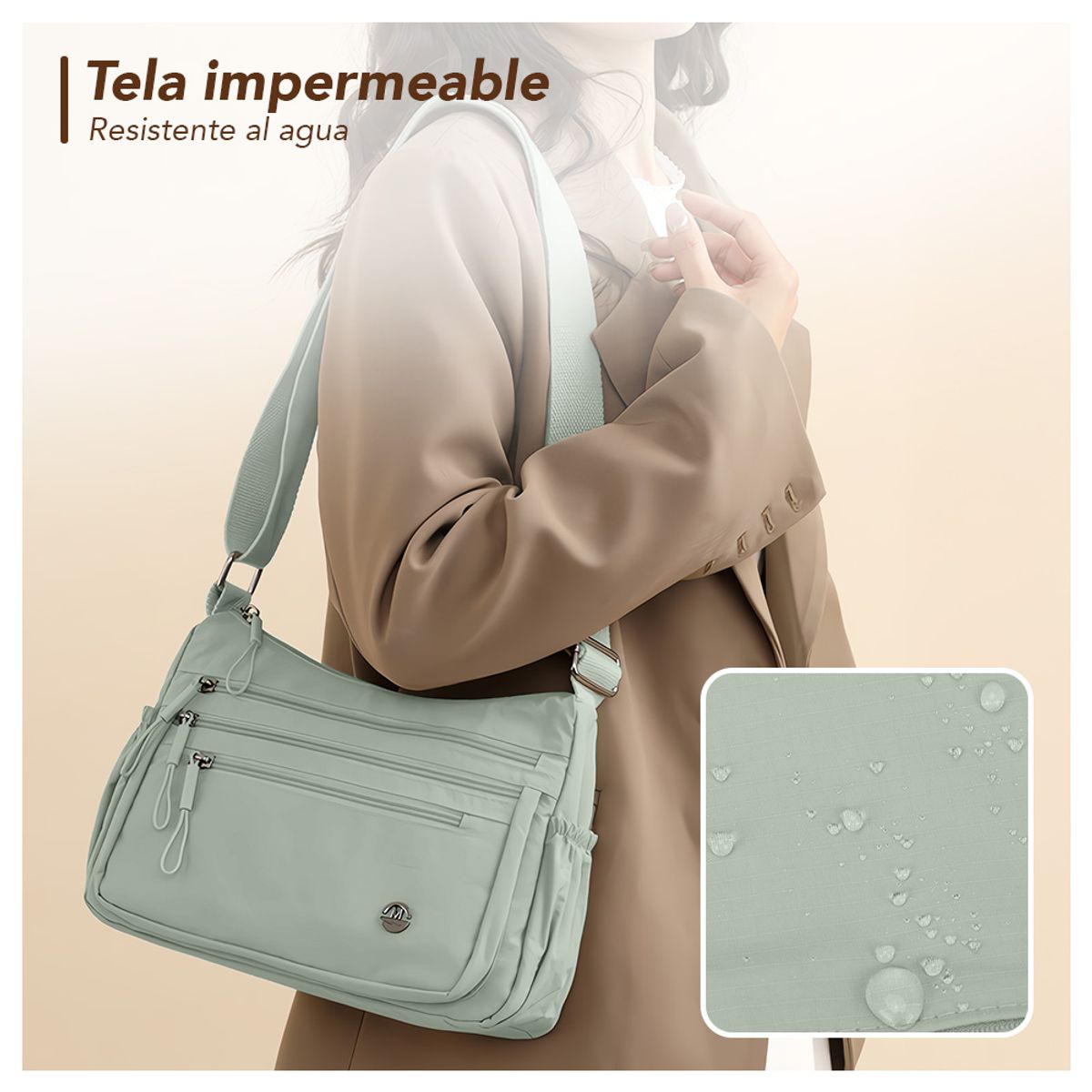 KELLER - Bolso Bandelera con Correa Ajustable Y Múltiples Bolsillos Verde BP3